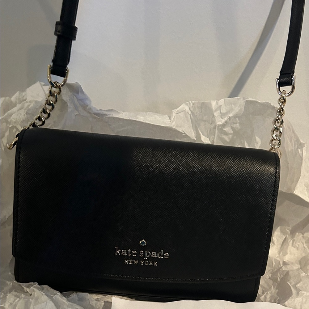Kate Spade Staci small flap Black Leather Crossbody Bag